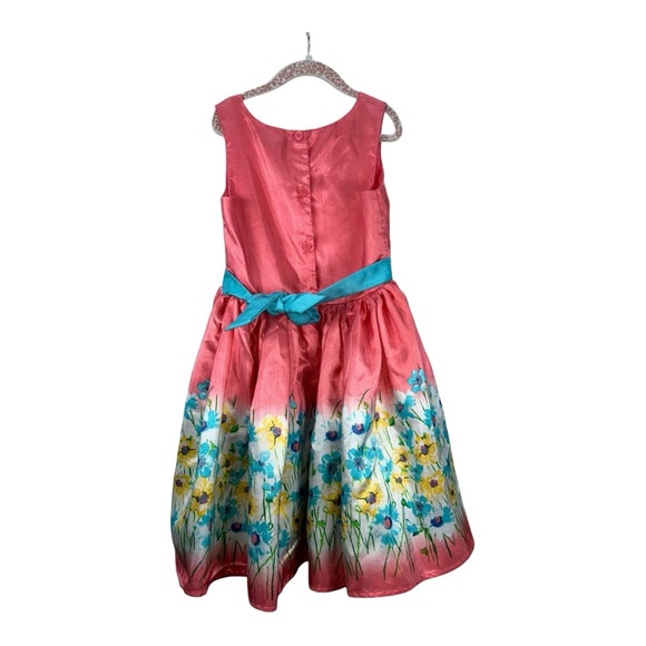 Lilt Floral Kids Dress with 3D Butterflies Coral Pink, Blue, White Formal Size 8 - Picture 2 of 9